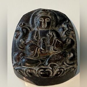 Vintage Brown Jadeite Buddha Pendant